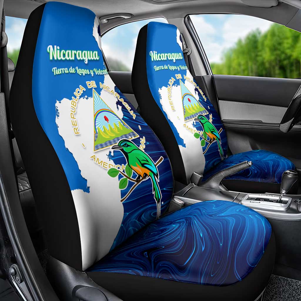 Nicaragua Guardabarranco Bird Car Seat Cover with Volcano Map and National Emblem Design - Wonder Print Shop