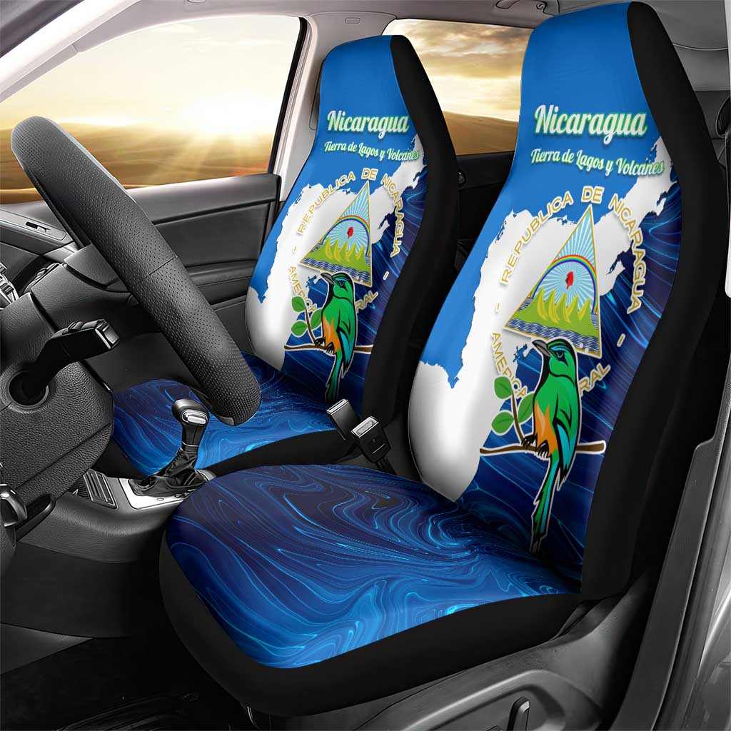 Nicaragua Guardabarranco Bird Car Seat Cover with Volcano Map and National Emblem Design - Wonder Print Shop