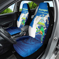 Nicaragua Guardabarranco Bird Car Seat Cover with Volcano Map and National Emblem Design - Wonder Print Shop