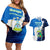 Nicaragua Guardabarranco Bird Couples Matching Off Shoulder Short Dress and Hawaiian Shirt with Volcano Map and National Emblem Design - Wonder Print Shop