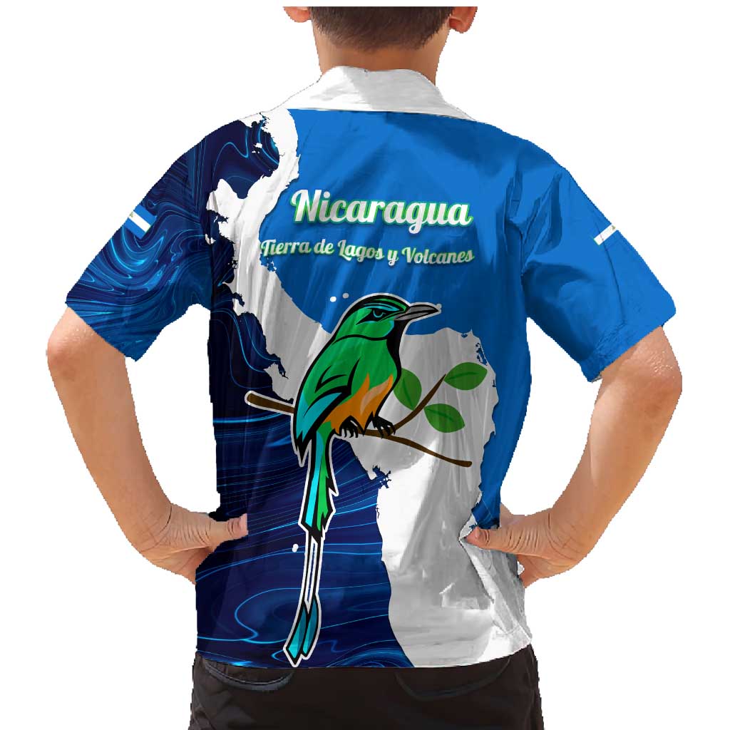 Nicaragua Guardabarranco Bird Family Matching Mermaid Dress and Hawaiian Shirt with Volcano Map and National Emblem Design - Wonder Print Shop