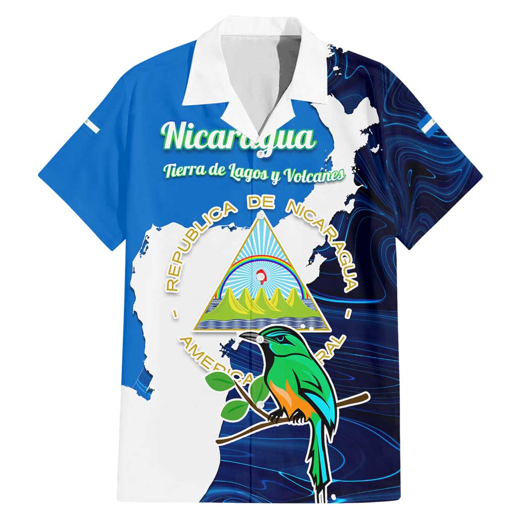 Nicaragua Guardabarranco Bird Family Matching Mermaid Dress and Hawaiian Shirt with Volcano Map and National Emblem Design - Wonder Print Shop
