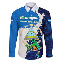 Nicaragua Guardabarranco Bird Family Matching Off Shoulder Short Dress and Hawaiian Shirt with Volcano Map and National Emblem Design - Wonder Print Shop