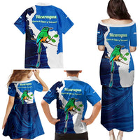 Nicaragua Guardabarranco Bird Family Matching Puletasi and Hawaiian Shirt with Volcano Map and National Emblem Design - Wonder Print Shop
