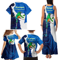 Nicaragua Guardabarranco Bird Family Matching Tank Maxi Dress and Hawaiian Shirt with Volcano Map and National Emblem Design - Wonder Print Shop