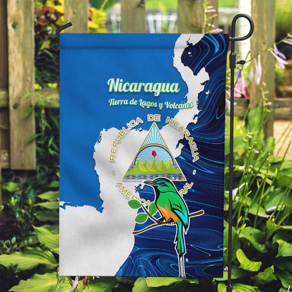 Nicaragua Guardabarranco Bird Garden Flag with Volcano Map and National Emblem Design - Wonder Print Shop