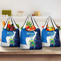 Nicaragua Guardabarranco Bird Grocery Bag with Volcano Map and National Emblem Design - Wonder Print Shop