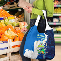 Nicaragua Guardabarranco Bird Grocery Bag with Volcano Map and National Emblem Design - Wonder Print Shop