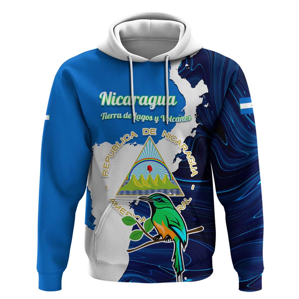 Nicaragua Guardabarranco Bird Hoodie with Volcano Map and National Emblem Design - Wonder Print Shop