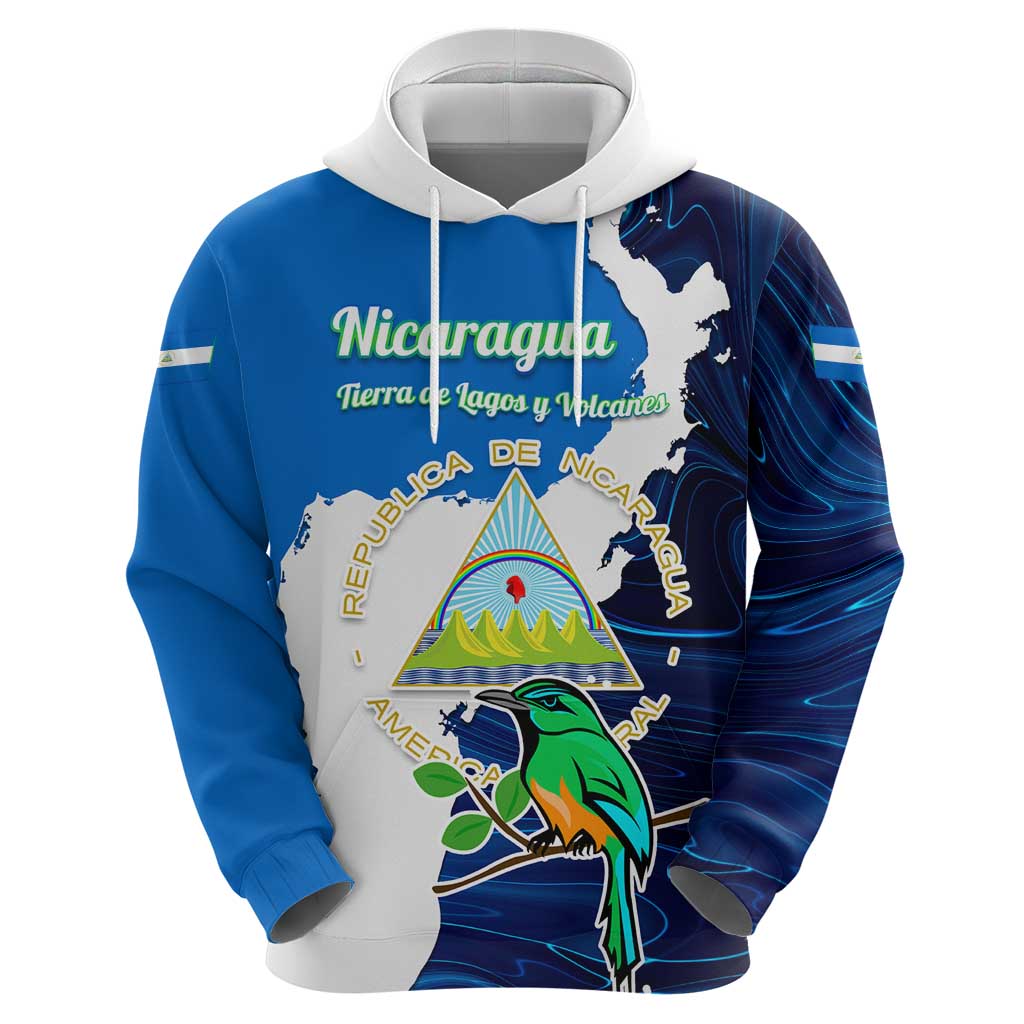 Nicaragua Guardabarranco Bird Hoodie with Volcano Map and National Emblem Design - Wonder Print Shop
