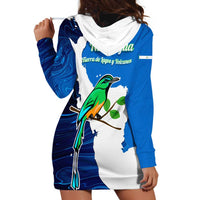 Nicaragua Guardabarranco Bird Hoodie Dress with Volcano Map and National Emblem Design - Wonder Print Shop