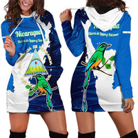 Nicaragua Guardabarranco Bird Hoodie Dress with Volcano Map and National Emblem Design - Wonder Print Shop