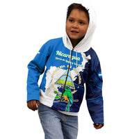 Nicaragua Guardabarranco Bird Kid Hoodie with Volcano Map and National Emblem Design - Wonder Print Shop