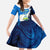 Nicaragua Guardabarranco Bird Kid Short Sleeve Dress with Volcano Map and National Emblem Design - Wonder Print Shop