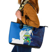 Nicaragua Guardabarranco Bird Leather Tote Bag with Volcano Map and National Emblem Design - Wonder Print Shop