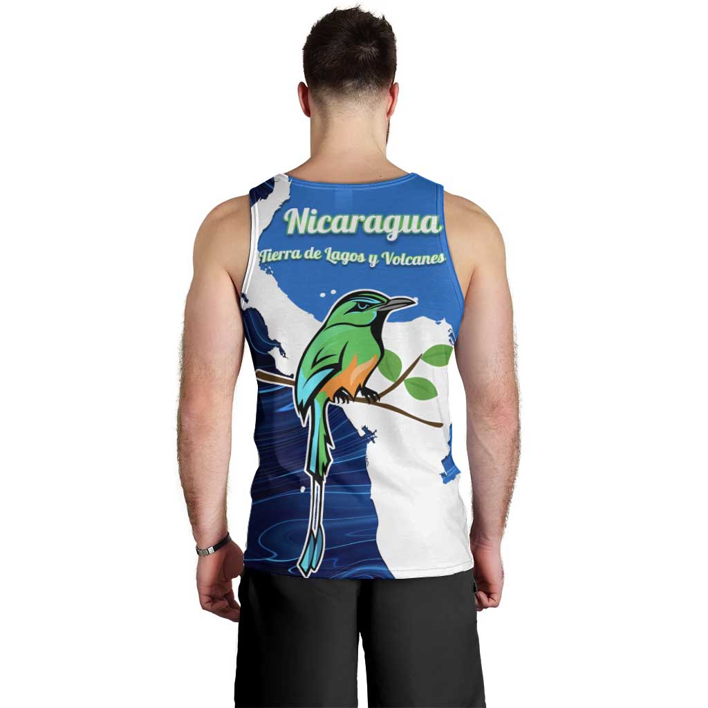 Nicaragua Guardabarranco Bird Men Tank Top with Volcano Map and National Emblem Design - Wonder Print Shop