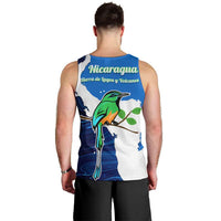 Nicaragua Guardabarranco Bird Men Tank Top with Volcano Map and National Emblem Design - Wonder Print Shop