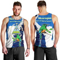 Nicaragua Guardabarranco Bird Men Tank Top with Volcano Map and National Emblem Design - Wonder Print Shop