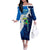 Nicaragua Guardabarranco Bird Off The Shoulder Long Sleeve Dress with Volcano Map and National Emblem Design - Wonder Print Shop