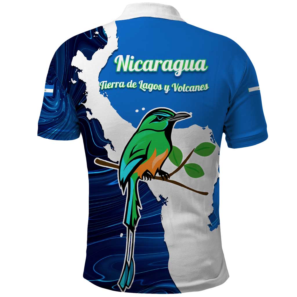 Nicaragua Guardabarranco Bird Polo Shirt with Volcano Map and National Emblem Design - Wonder Print Shop