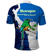 Nicaragua Guardabarranco Bird Polo Shirt with Volcano Map and National Emblem Design - Wonder Print Shop