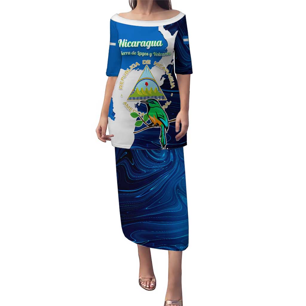 Nicaragua Guardabarranco Bird Puletasi with Volcano Map and National Emblem Design - Wonder Print Shop