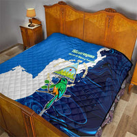 Nicaragua Guardabarranco Bird Quilt with Volcano Map and National Emblem Design - Wonder Print Shop