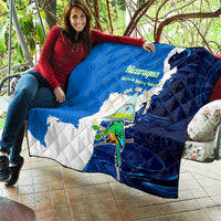 Nicaragua Guardabarranco Bird Quilt with Volcano Map and National Emblem Design - Wonder Print Shop