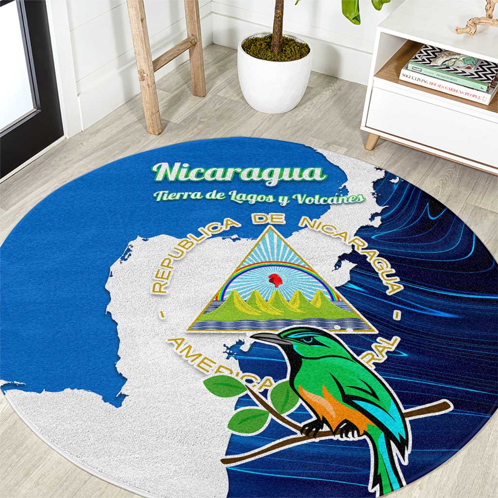 Nicaragua Guardabarranco Bird Round Carpet with Volcano Map and National Emblem Design - Wonder Print Shop
