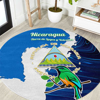 Nicaragua Guardabarranco Bird Round Carpet with Volcano Map and National Emblem Design - Wonder Print Shop