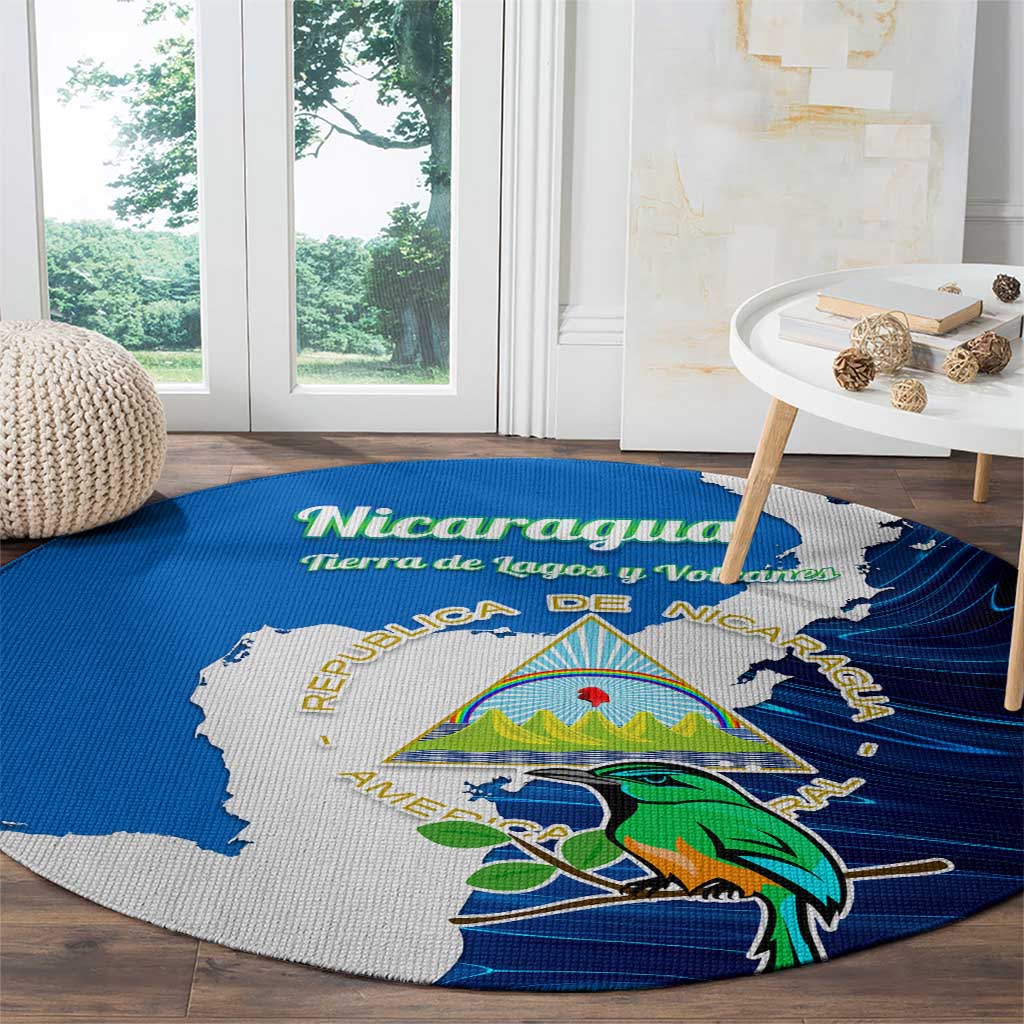 Nicaragua Guardabarranco Bird Round Carpet with Volcano Map and National Emblem Design - Wonder Print Shop