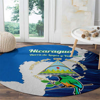 Nicaragua Guardabarranco Bird Round Carpet with Volcano Map and National Emblem Design - Wonder Print Shop