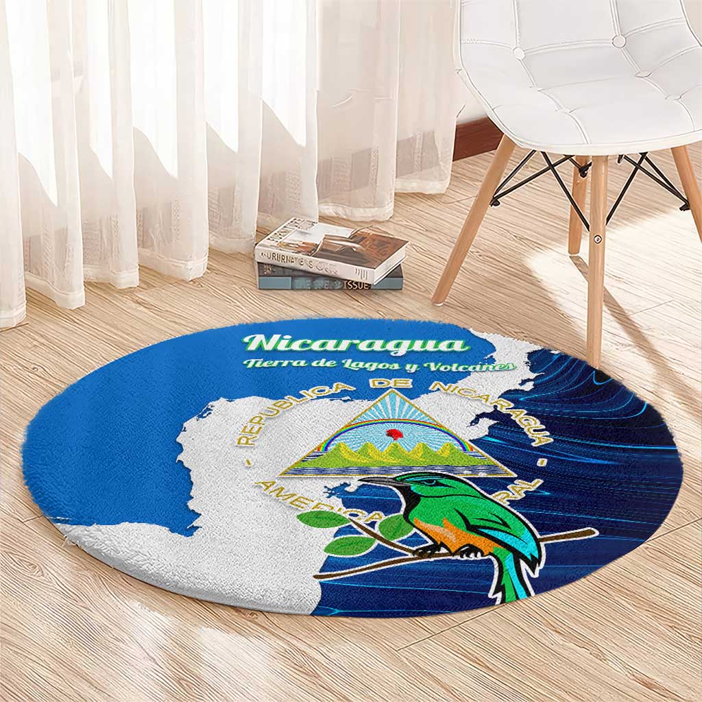 Nicaragua Guardabarranco Bird Round Carpet with Volcano Map and National Emblem Design - Wonder Print Shop