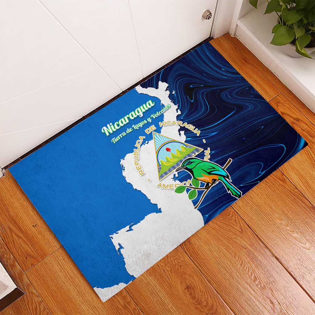 Nicaragua Guardabarranco Bird Rubber Doormat with Volcano Map and National Emblem Design - Wonder Print Shop
