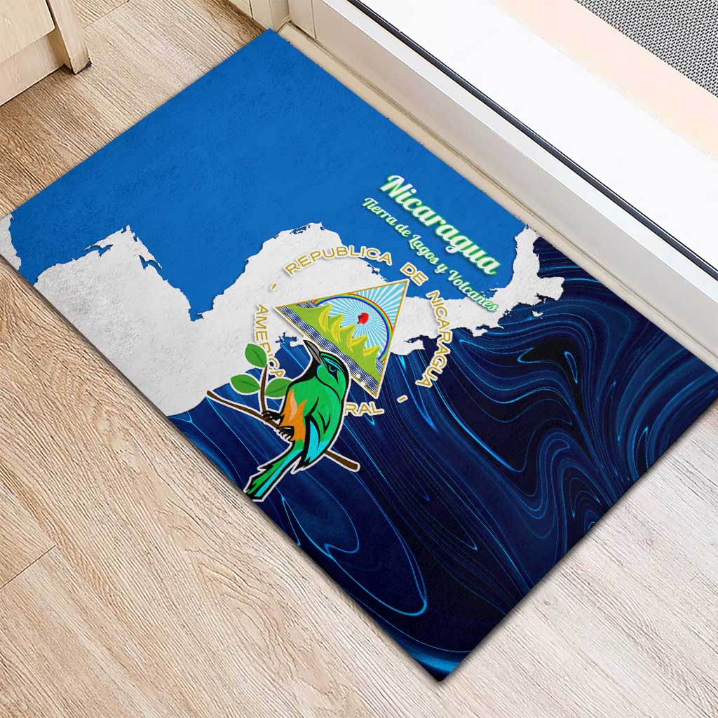 Nicaragua Guardabarranco Bird Rubber Doormat with Volcano Map and National Emblem Design - Wonder Print Shop