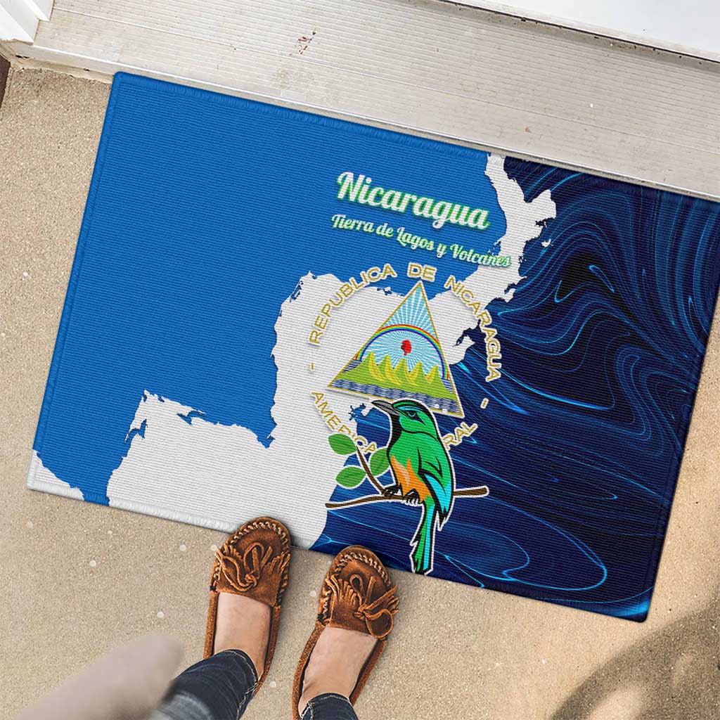 Nicaragua Guardabarranco Bird Rubber Doormat with Volcano Map and National Emblem Design - Wonder Print Shop