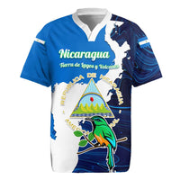 Nicaragua Guardabarranco Bird Rugby Jersey with Volcano Map and National Emblem Design - Wonder Print Shop