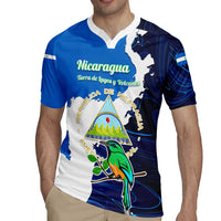 Nicaragua Guardabarranco Bird Rugby Jersey with Volcano Map and National Emblem Design - Wonder Print Shop