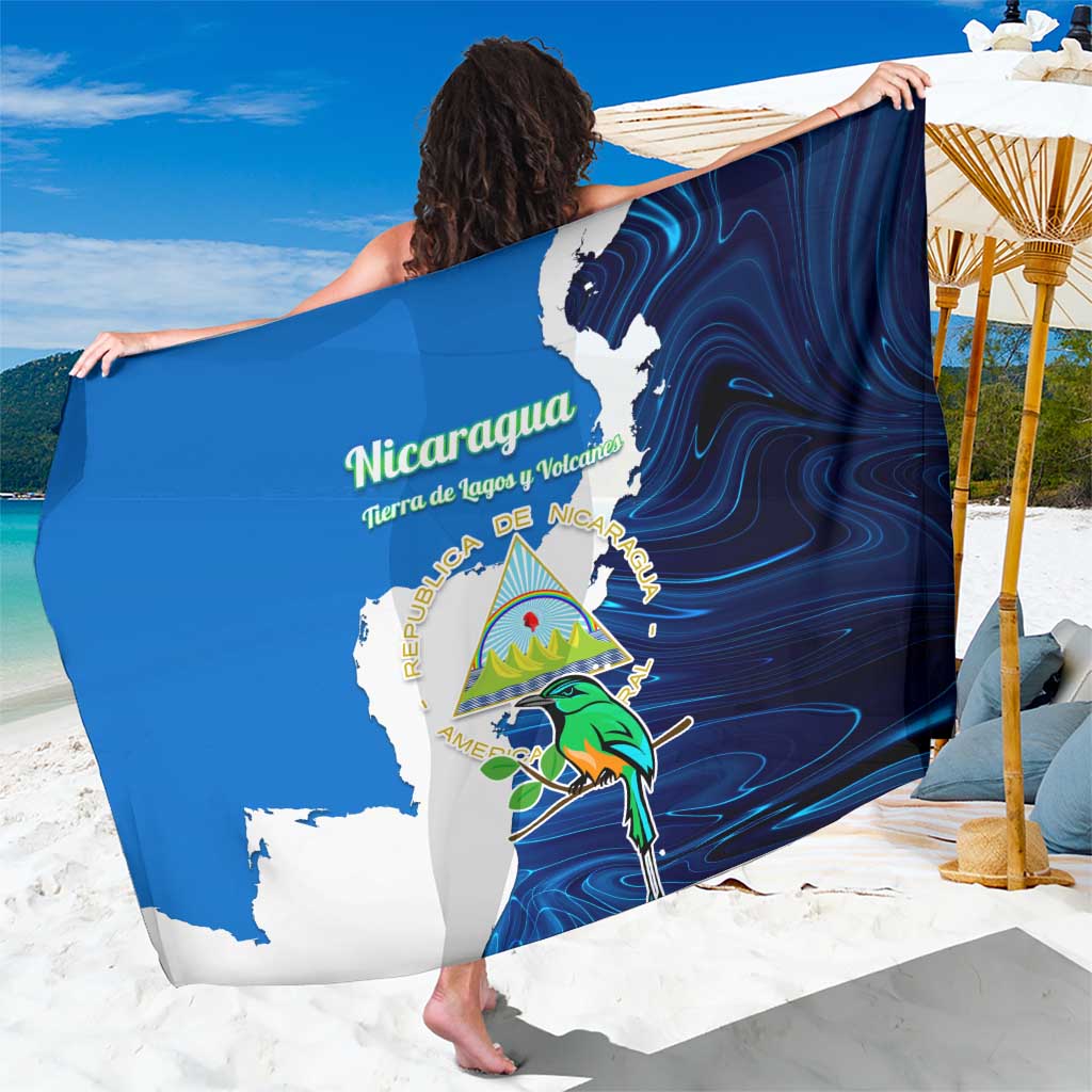 Nicaragua Guardabarranco Bird Sarong with Volcano Map and National Emblem Design - Wonder Print Shop