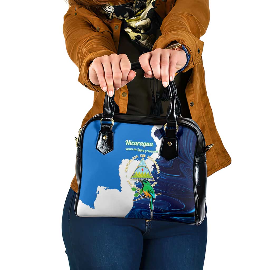 Nicaragua Guardabarranco Bird Shoulder Handbag with Volcano Map and National Emblem Design - Wonder Print Shop