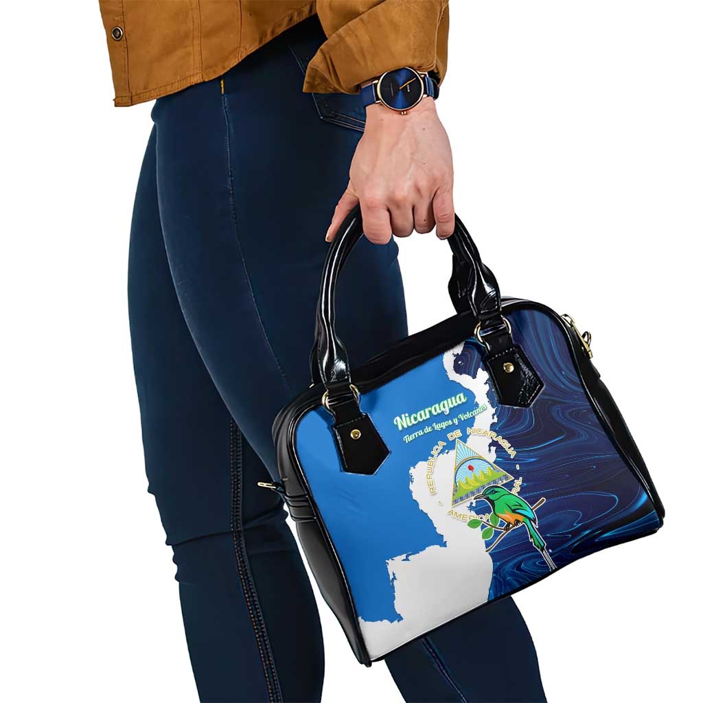 Nicaragua Guardabarranco Bird Shoulder Handbag with Volcano Map and National Emblem Design - Wonder Print Shop