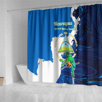 Nicaragua Guardabarranco Bird Shower Curtain with Volcano Map and National Emblem Design - Wonder Print Shop
