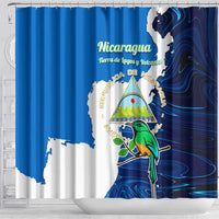 Nicaragua Guardabarranco Bird Shower Curtain with Volcano Map and National Emblem Design - Wonder Print Shop
