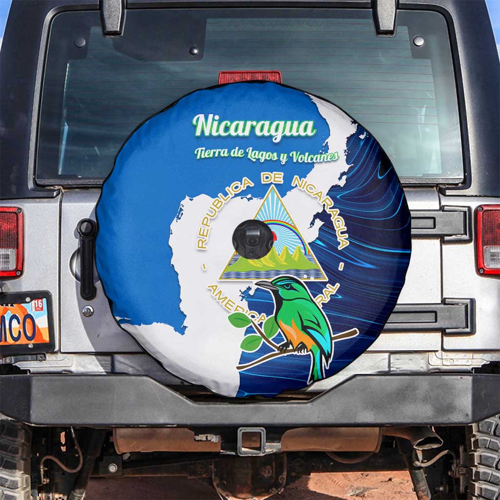 Nicaragua Guardabarranco Bird Spare Tire Cover with Volcano Map and National Emblem Design - Wonder Print Shop