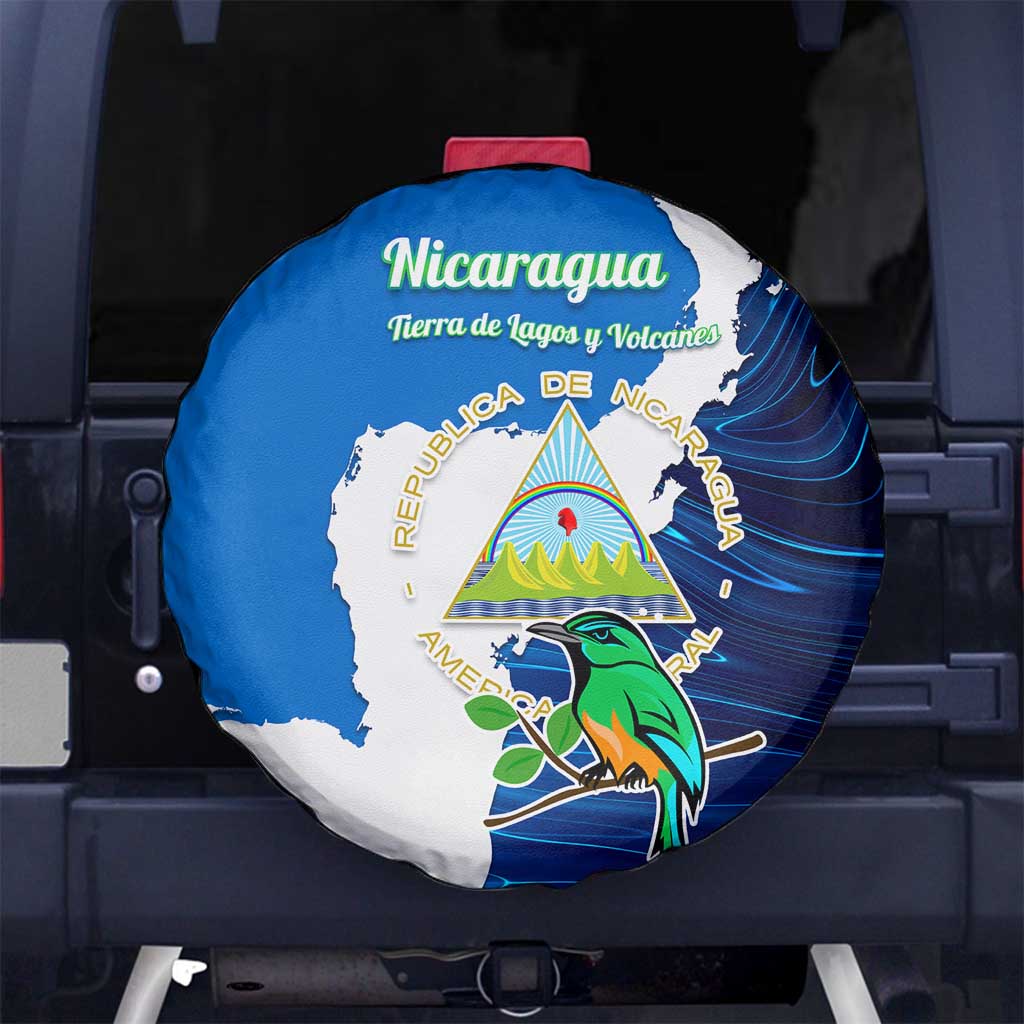 Nicaragua Guardabarranco Bird Spare Tire Cover with Volcano Map and National Emblem Design - Wonder Print Shop