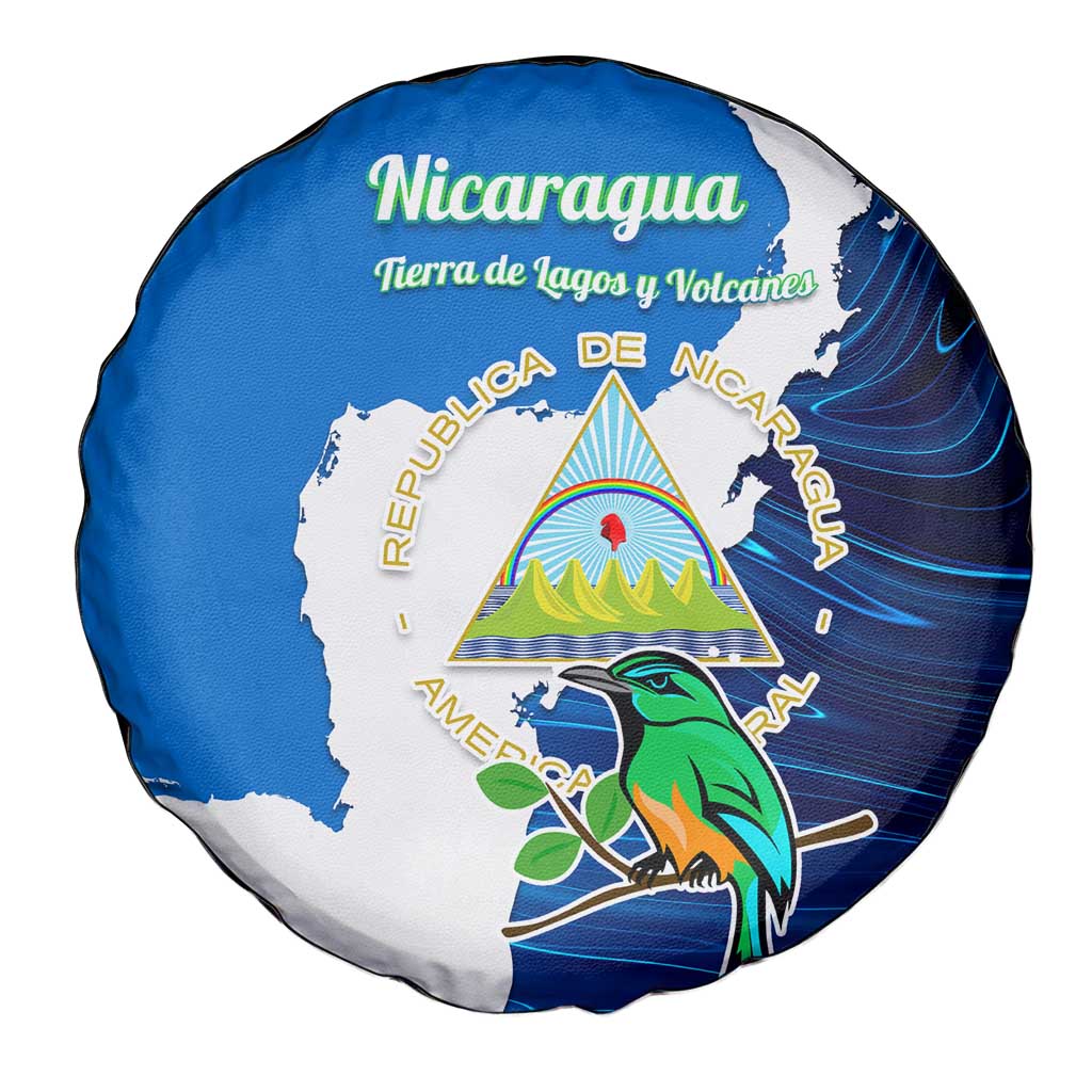 Nicaragua Guardabarranco Bird Spare Tire Cover with Volcano Map and National Emblem Design - Wonder Print Shop