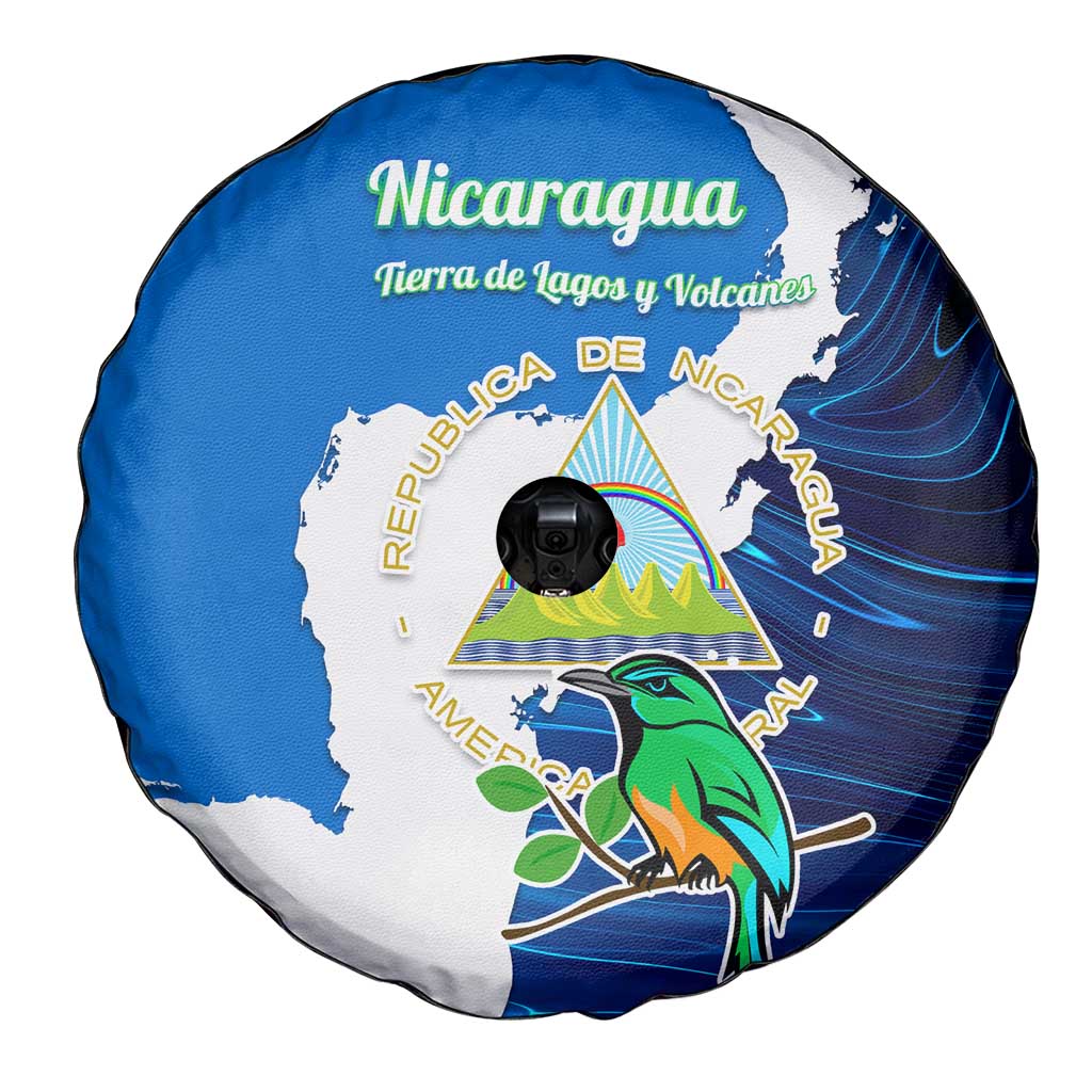 Nicaragua Guardabarranco Bird Spare Tire Cover with Volcano Map and National Emblem Design - Wonder Print Shop