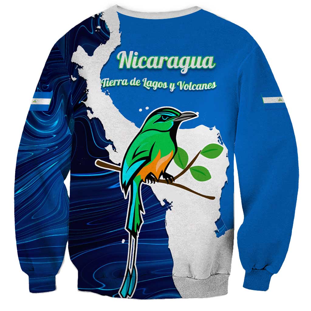Nicaragua Guardabarranco Bird Sweatshirt with Volcano Map and National Emblem Design - Wonder Print Shop