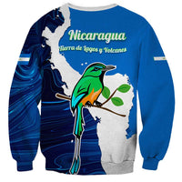 Nicaragua Guardabarranco Bird Sweatshirt with Volcano Map and National Emblem Design - Wonder Print Shop