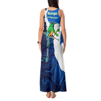 Nicaragua Guardabarranco Bird Tank Maxi Dress with Volcano Map and National Emblem Design - Wonder Print Shop